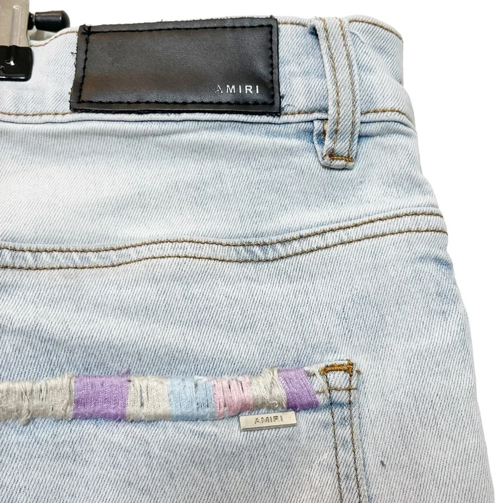 AMIRI Painter Distressed Skinny Jeans Men's Size 36 Blue Tie‎ Dye Paint Spots